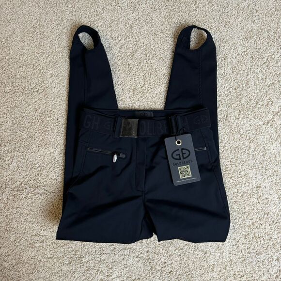 Goldbergh Paris Belted Black Slim-leg Stirrup Ski Pants NWT US 10 Waterproof - Picture 1 of 7